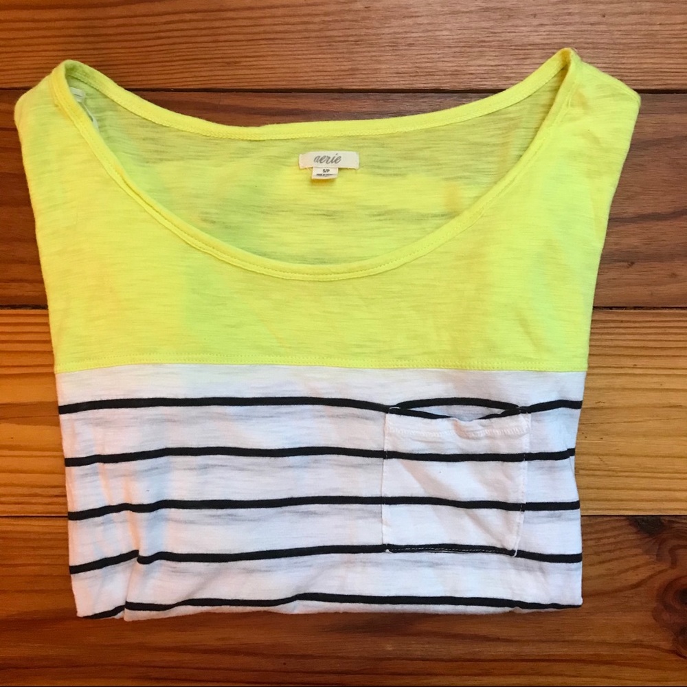🌸5/$30🌸 Aerie 3/4 Yellow White Stripe Tee, EUC S - Picture 13 of 15